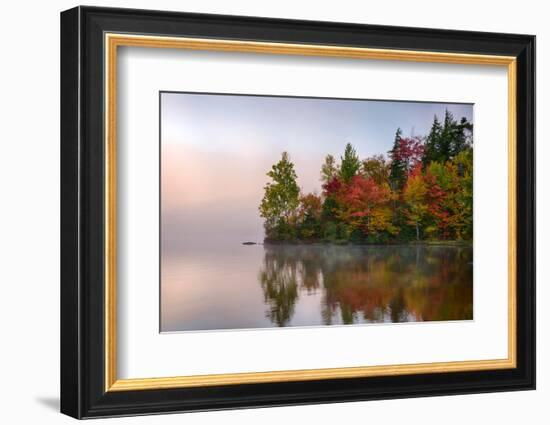 Reflection of trees on water, Seventh Lake, Adirondack Mountains State Park, New York State, USA-null-Framed Photographic Print