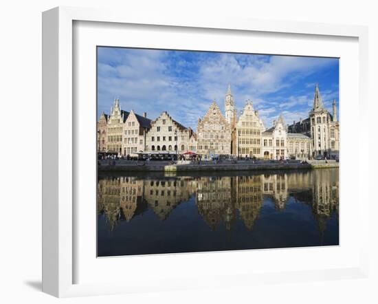 Reflection of Waterfront Town Houses, Ghent, Flanders, Belgium, Europe-Christian Kober-Framed Photographic Print