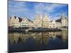 Reflection of Waterfront Town Houses, Ghent, Flanders, Belgium, Europe-Christian Kober-Mounted Photographic Print