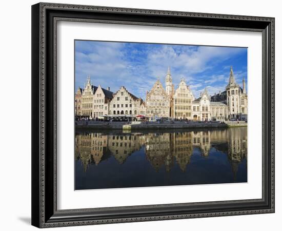 Reflection of Waterfront Town Houses, Ghent, Flanders, Belgium, Europe-Christian Kober-Framed Photographic Print