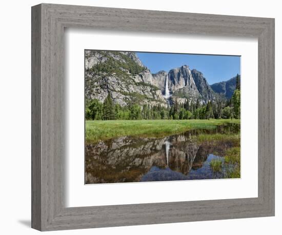 Reflection of Yosemite Falls in Merced River, Yosemite National Park, California, USA-null-Framed Photographic Print