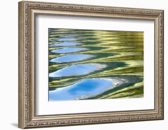 Reflections and boat wake patterns in water, Glacier Bay NP, Alaska-Don Paulson-Framed Photographic Print