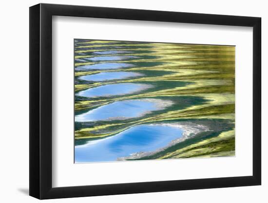 Reflections and boat wake patterns in water, Glacier Bay NP, Alaska-Don Paulson-Framed Photographic Print