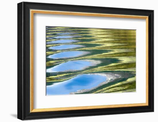 Reflections and boat wake patterns in water, Glacier Bay NP, Alaska-Don Paulson-Framed Photographic Print