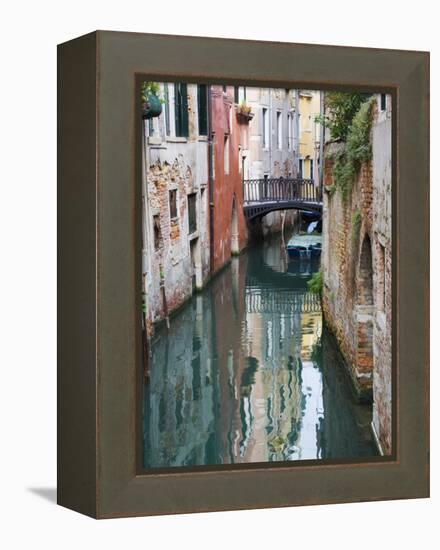 Reflections and Small Bridge of Canal of Venice, Italy-Terry Eggers-Framed Premier Image Canvas