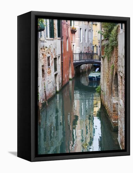 Reflections and Small Bridge of Canal of Venice, Italy-Terry Eggers-Framed Premier Image Canvas