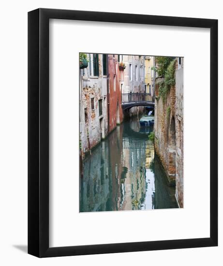 Reflections and Small Bridge of Canal of Venice, Italy-Terry Eggers-Framed Premium Photographic Print