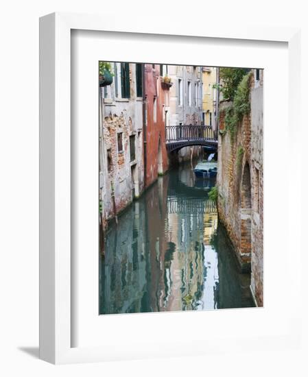 Reflections and Small Bridge of Canal of Venice, Italy-Terry Eggers-Framed Premium Photographic Print