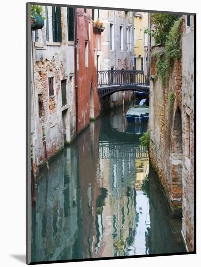 Reflections and Small Bridge of Canal of Venice, Italy-Terry Eggers-Mounted Premium Photographic Print