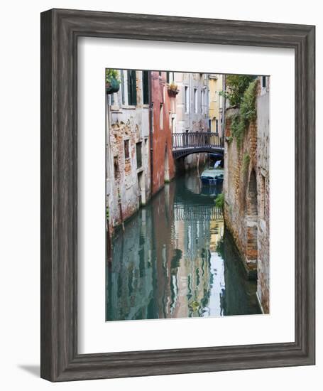 Reflections and Small Bridge of Canal of Venice, Italy-Terry Eggers-Framed Photographic Print