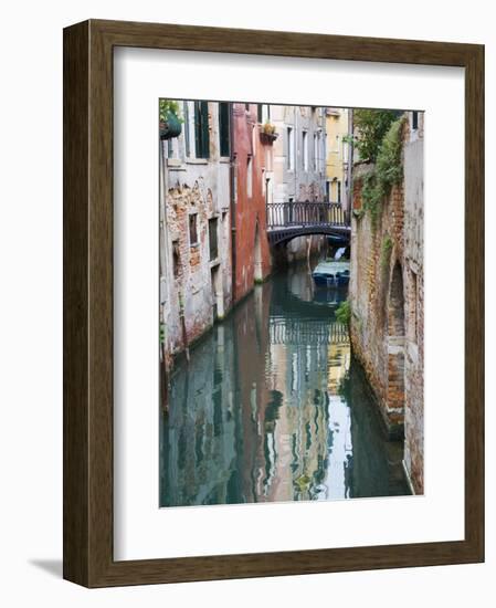 Reflections and Small Bridge of Canal of Venice, Italy-Terry Eggers-Framed Photographic Print