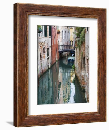 Reflections and Small Bridge of Canal of Venice, Italy-Terry Eggers-Framed Photographic Print