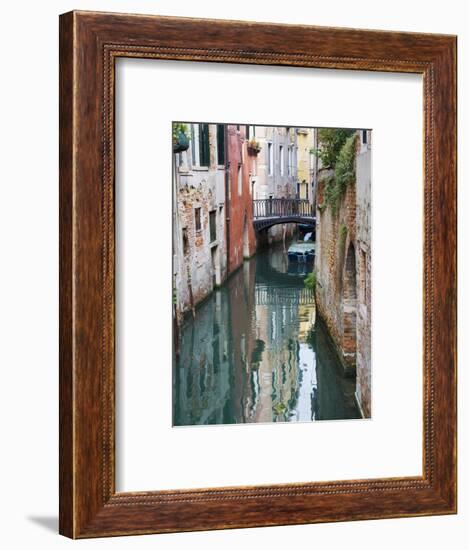 Reflections and Small Bridge of Canal of Venice, Italy-Terry Eggers-Framed Photographic Print