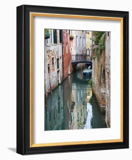 Reflections and Small Bridge of Canal of Venice, Italy-Terry Eggers-Framed Photographic Print