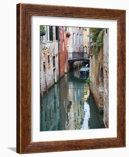 Reflections and Small Bridge of Canal of Venice, Italy-Terry Eggers-Framed Photographic Print