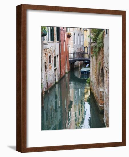 Reflections and Small Bridge of Canal of Venice, Italy-Terry Eggers-Framed Photographic Print