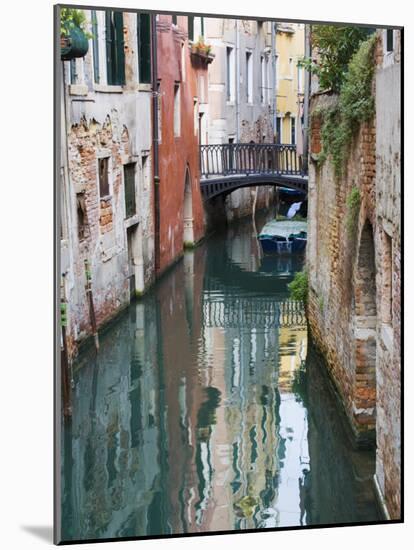 Reflections and Small Bridge of Canal of Venice, Italy-Terry Eggers-Mounted Photographic Print