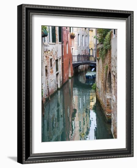 Reflections and Small Bridge of Canal of Venice, Italy-Terry Eggers-Framed Photographic Print