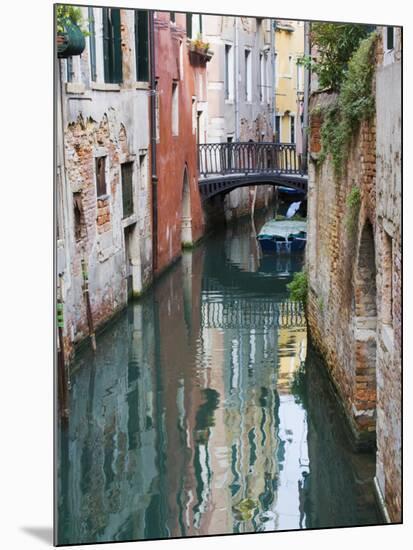 Reflections and Small Bridge of Canal of Venice, Italy-Terry Eggers-Mounted Photographic Print