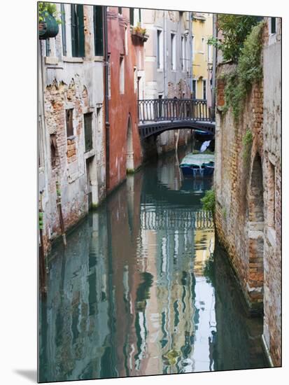 Reflections and Small Bridge of Canal of Venice, Italy-Terry Eggers-Mounted Photographic Print
