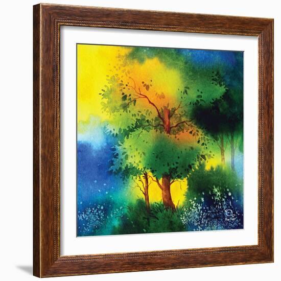 Reflections II-Blue Fish-Framed Art Print