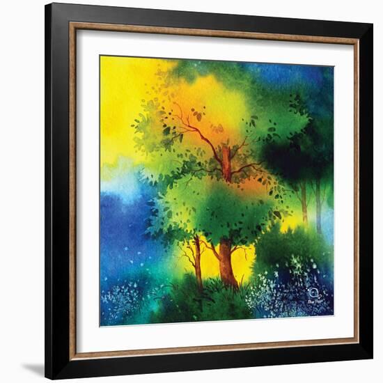 Reflections II-Blue Fish-Framed Art Print