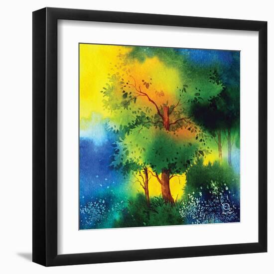 Reflections II-Blue Fish-Framed Art Print