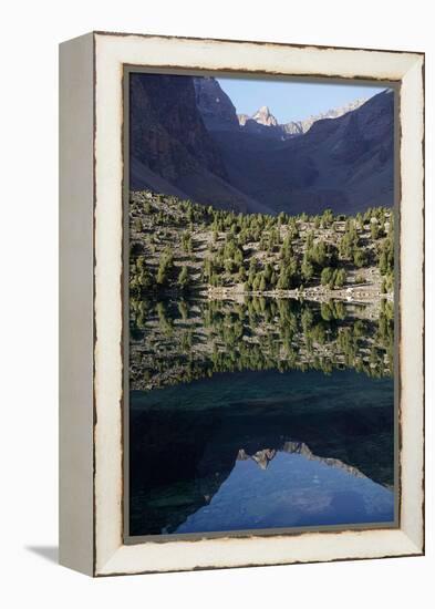 Reflections in a lake in the remote and spectacular Fann Mountains, part of the western Pamir-Alay-David Pickford-Framed Premier Image Canvas
