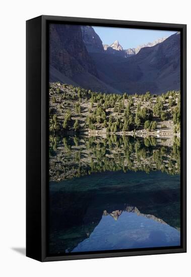 Reflections in a lake in the remote and spectacular Fann Mountains, part of the western Pamir-Alay-David Pickford-Framed Premier Image Canvas