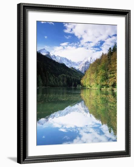 Reflections in Riessersee of Wetterstein Mountains, Garmisch-Partenkirchen, German Alps, Germany-Jochen Schlenker-Framed Photographic Print
