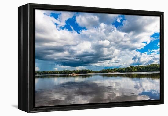 Reflections of clouds in the Casiquiare River in the deep south of Venezuela-Michael Runkel-Framed Premier Image Canvas