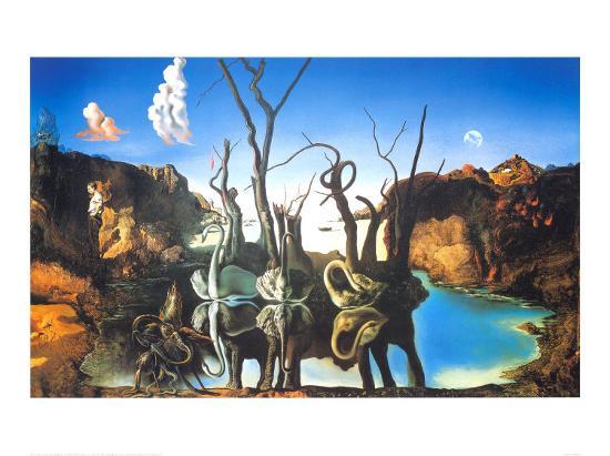 Reflections of Elephants' Art Print - Salvador Dalí 
