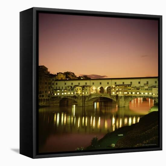 Reflections of the Ponte Vecchio Dating from 1345, Tuscany, Italy-Christopher Rennie-Framed Premier Image Canvas