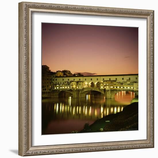 Reflections of the Ponte Vecchio Dating from 1345, Tuscany, Italy-Christopher Rennie-Framed Photographic Print