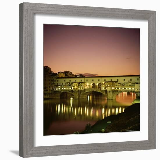 Reflections of the Ponte Vecchio Dating from 1345, Tuscany, Italy-Christopher Rennie-Framed Photographic Print