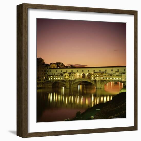 Reflections of the Ponte Vecchio Dating from 1345, Tuscany, Italy-Christopher Rennie-Framed Photographic Print