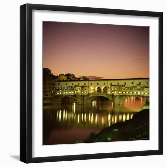 Reflections of the Ponte Vecchio Dating from 1345, Tuscany, Italy-Christopher Rennie-Framed Photographic Print