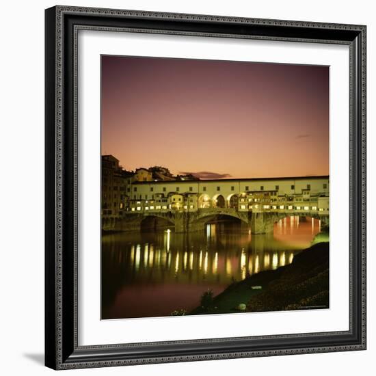 Reflections of the Ponte Vecchio Dating from 1345, Tuscany, Italy-Christopher Rennie-Framed Photographic Print