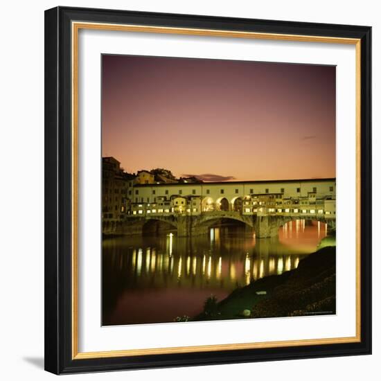 Reflections of the Ponte Vecchio Dating from 1345, Tuscany, Italy-Christopher Rennie-Framed Photographic Print