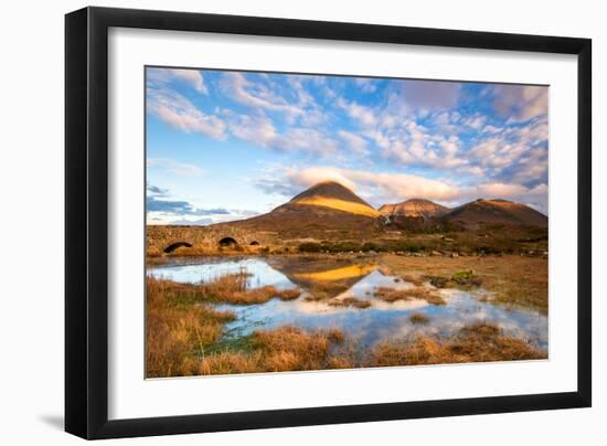 Reflections on a Lochan at Sligachan Bridge on the Isle of Skye, Scotland UK-Tracey Whitefoot-Framed Photographic Print