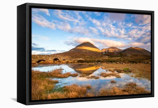 Reflections on a Lochan at Sligachan Bridge on the Isle of Skye, Scotland UK-Tracey Whitefoot-Framed Premier Image Canvas