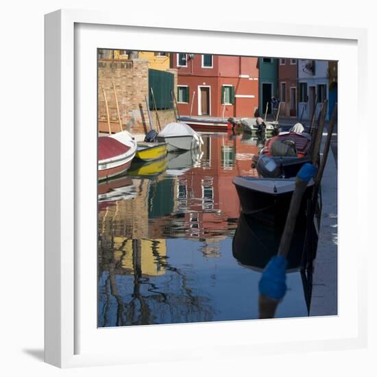 Reflections on Canal in Venice-Mike Burton-Framed Photographic Print