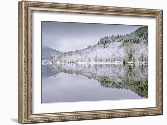 Reflections on Loch Chon in winter, Aberfoyle, Stirling, The Trossachs, Scotland, United Kingdom-John Potter-Framed Photographic Print