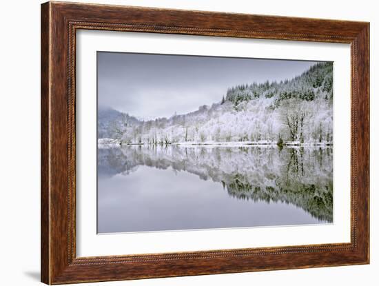 Reflections on Loch Chon in winter, Aberfoyle, Stirling, The Trossachs, Scotland, United Kingdom-John Potter-Framed Photographic Print