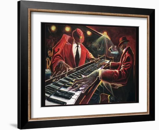 Reflections - Piano Player-Steven Johnson-Framed Art Print