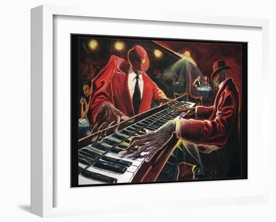 Reflections - Piano Player-Steven Johnson-Framed Art Print