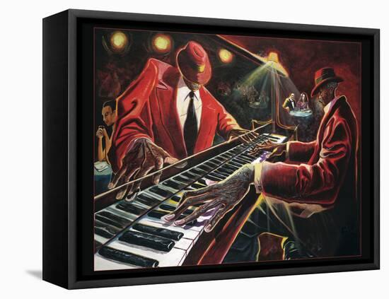 Reflections - Piano Player-Steven Johnson-Framed Stretched Canvas