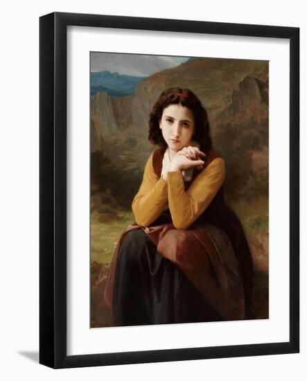 Reflective Beauty-William Adolphe Bouguereau-Framed Giclee Print