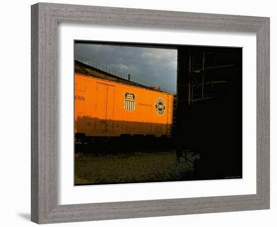 Refrigerated Box Car with the Union Pacific Railroad Logo and Southern Pacific Line-Walker Evans-Framed Photographic Print