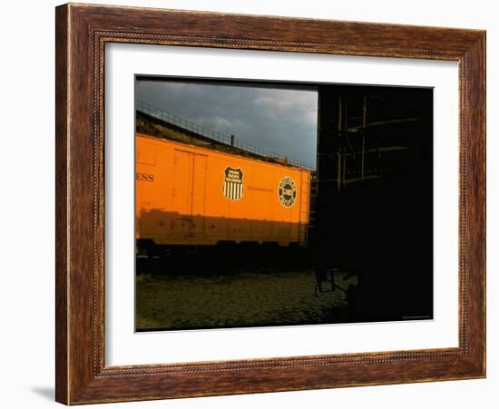 Refrigerated Box Car with the Union Pacific Railroad Logo and Southern Pacific Line-Walker Evans-Framed Photographic Print